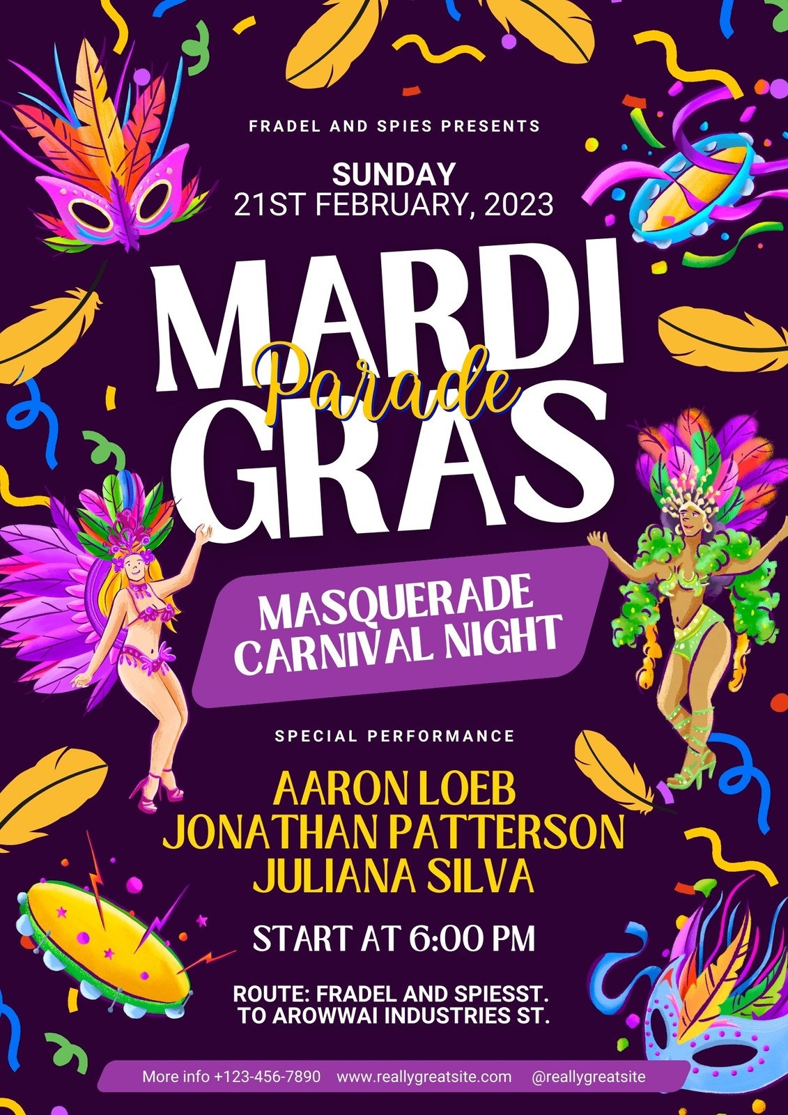 Free And Customizable Mardi Gras Templates