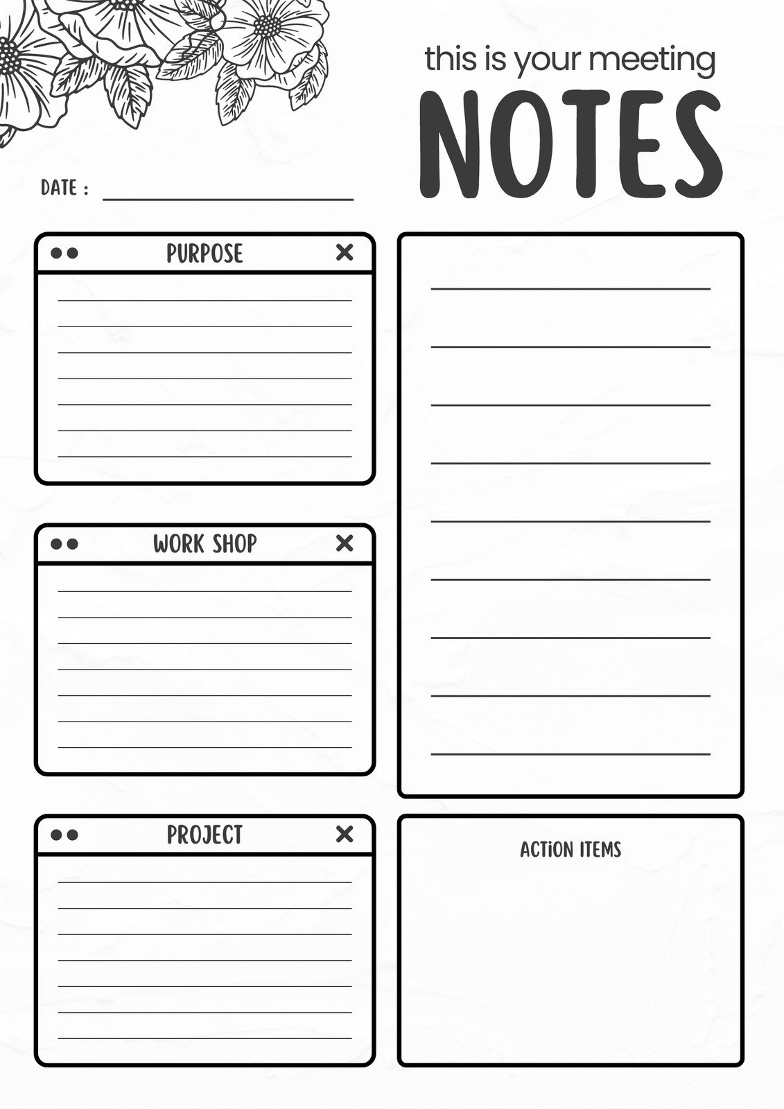 Free Printable Note Taker Template