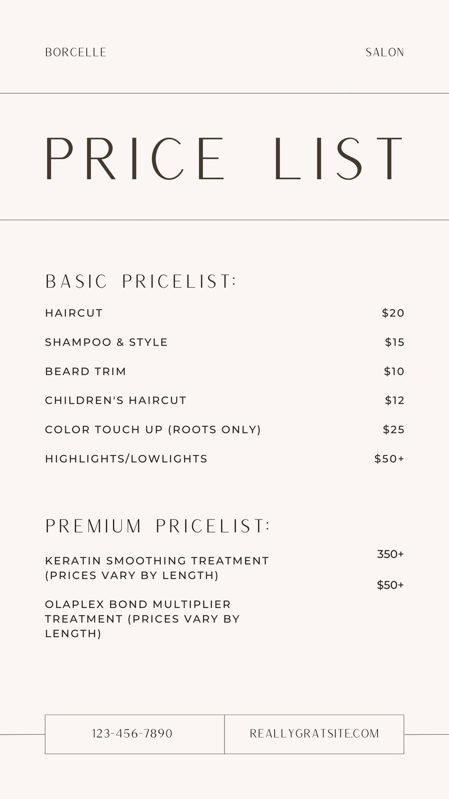 Free Printable Pricing Template