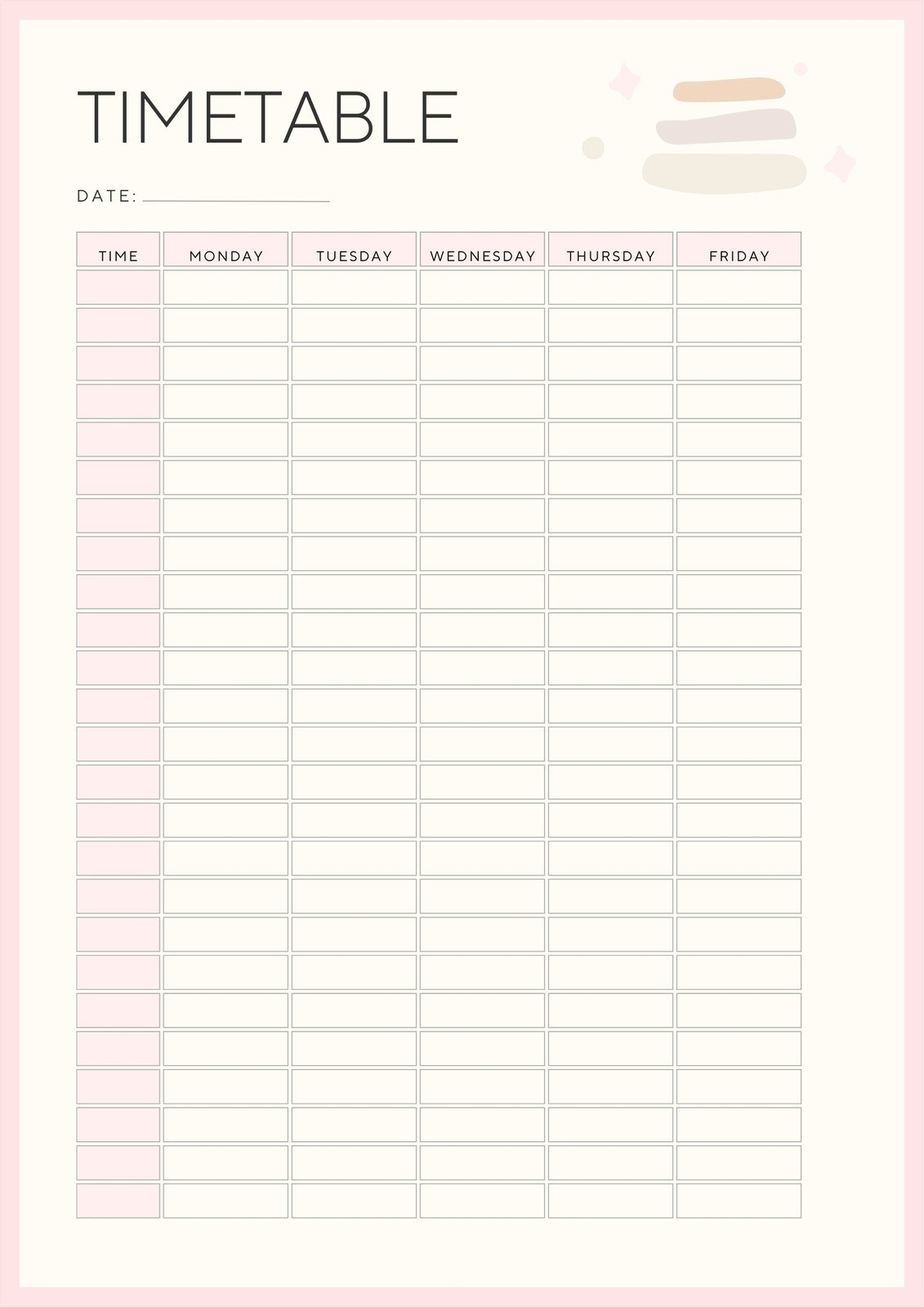 Free Printable Revision Timetable Template