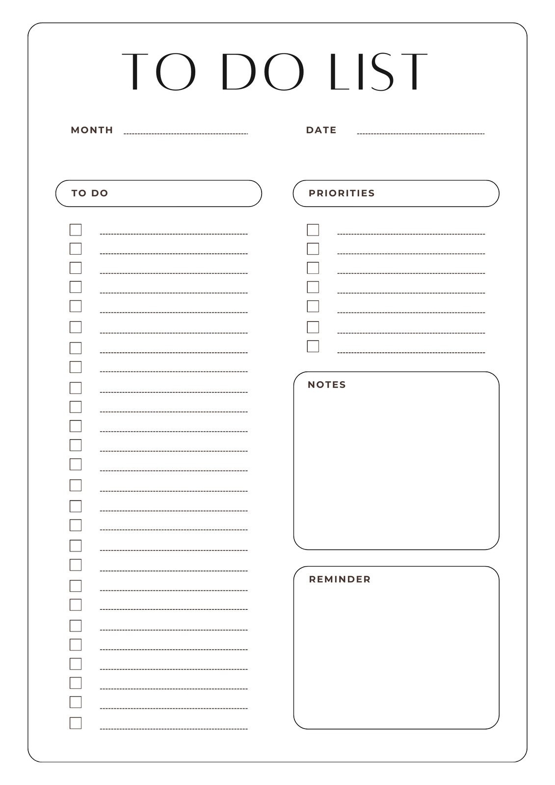 Free Printable Lists Templates
