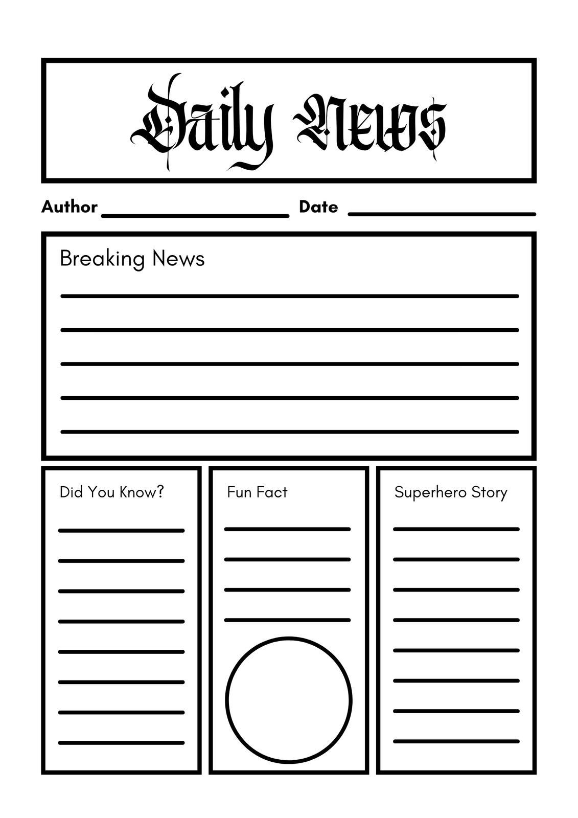 Free Printable Newspaper Template Ks2