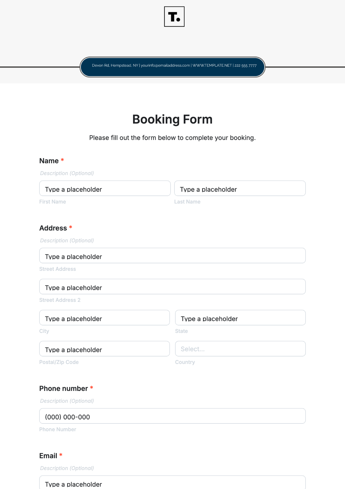 Free Booking Form Templates To Edit Online Free Booking Form Templates To Edit Online