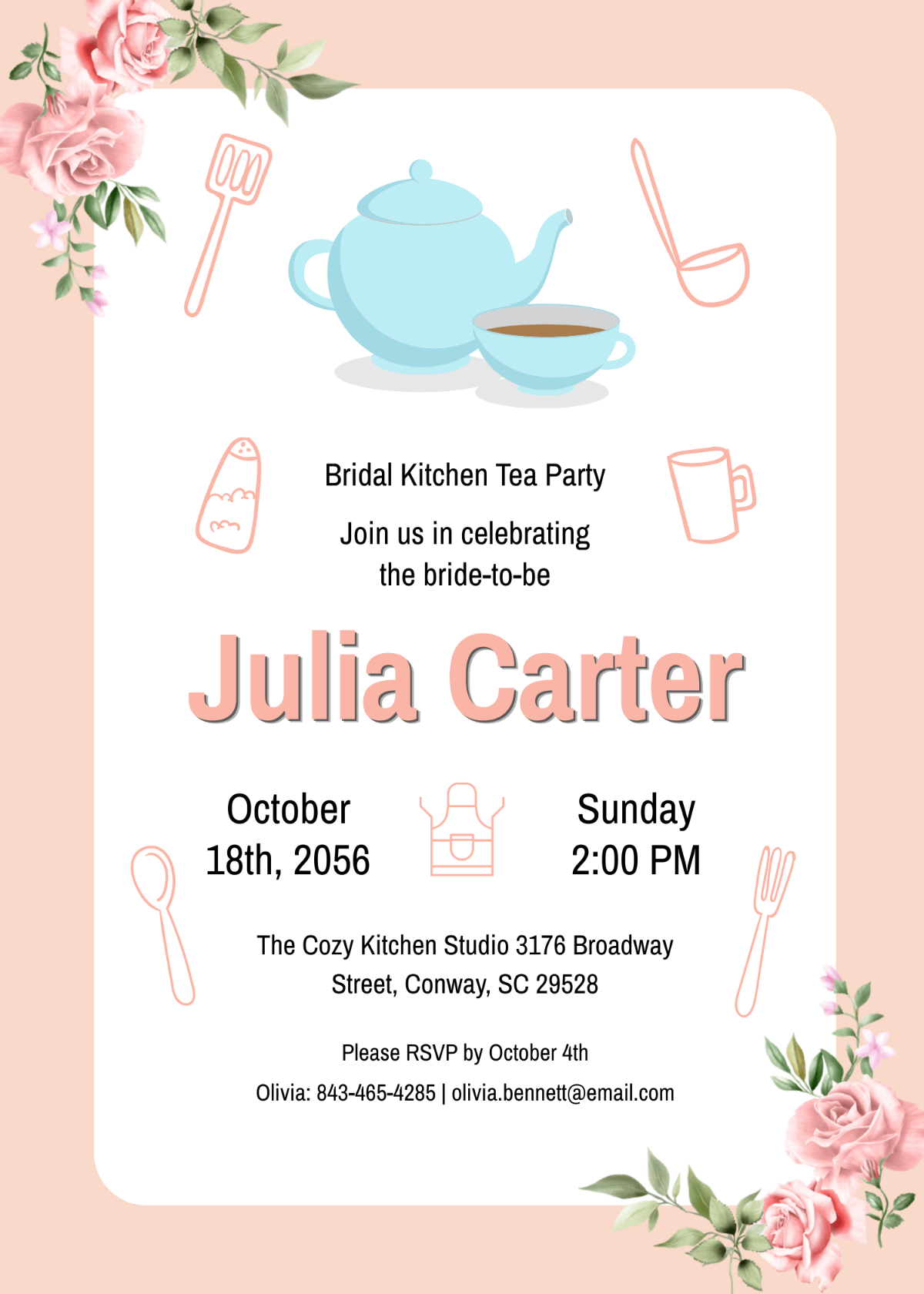 Free Bridal Kitchen Tea Invitation Template To Edit Online