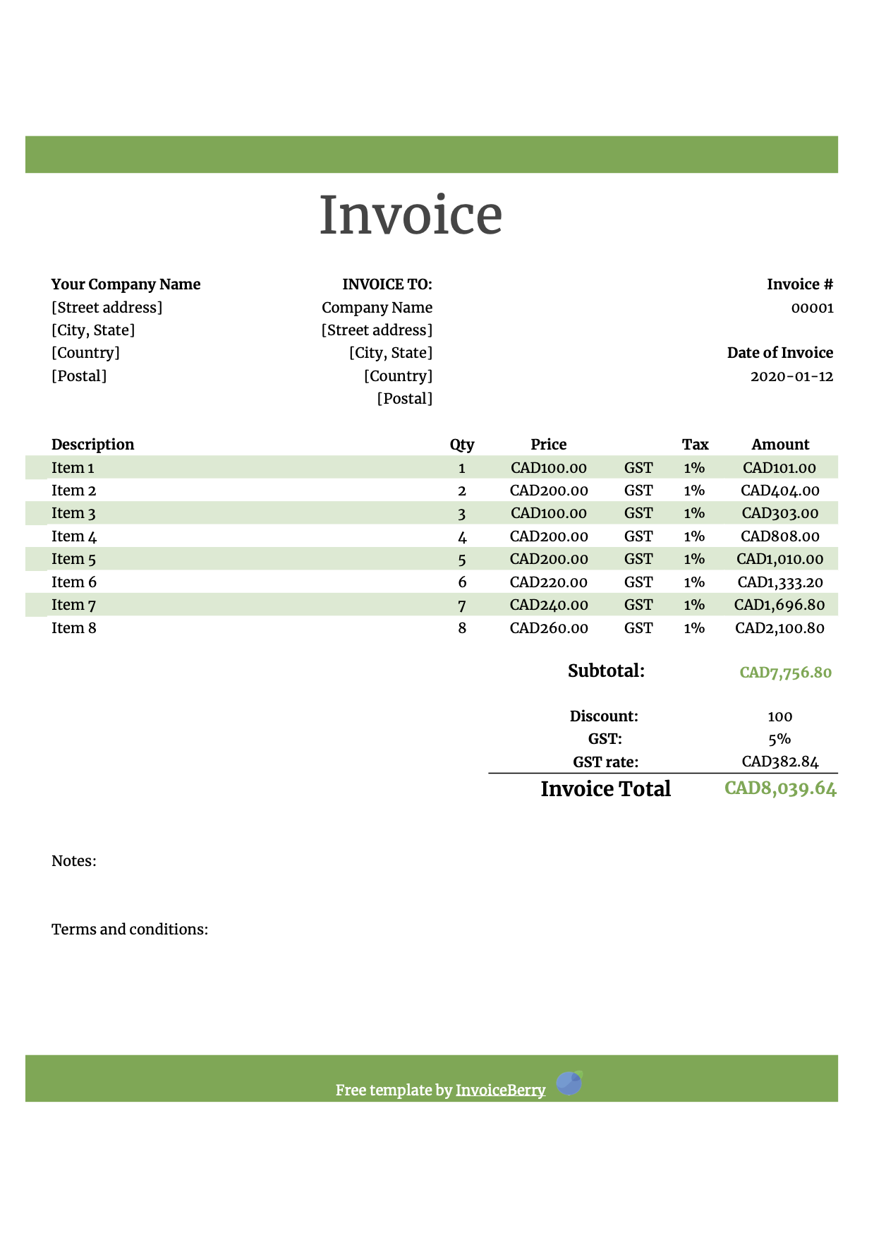 Free Canada Invoice Templates For Contractors And Companies InvoiceBerry Free Canada Invoice Templates For Contractors And Companies InvoiceBerry