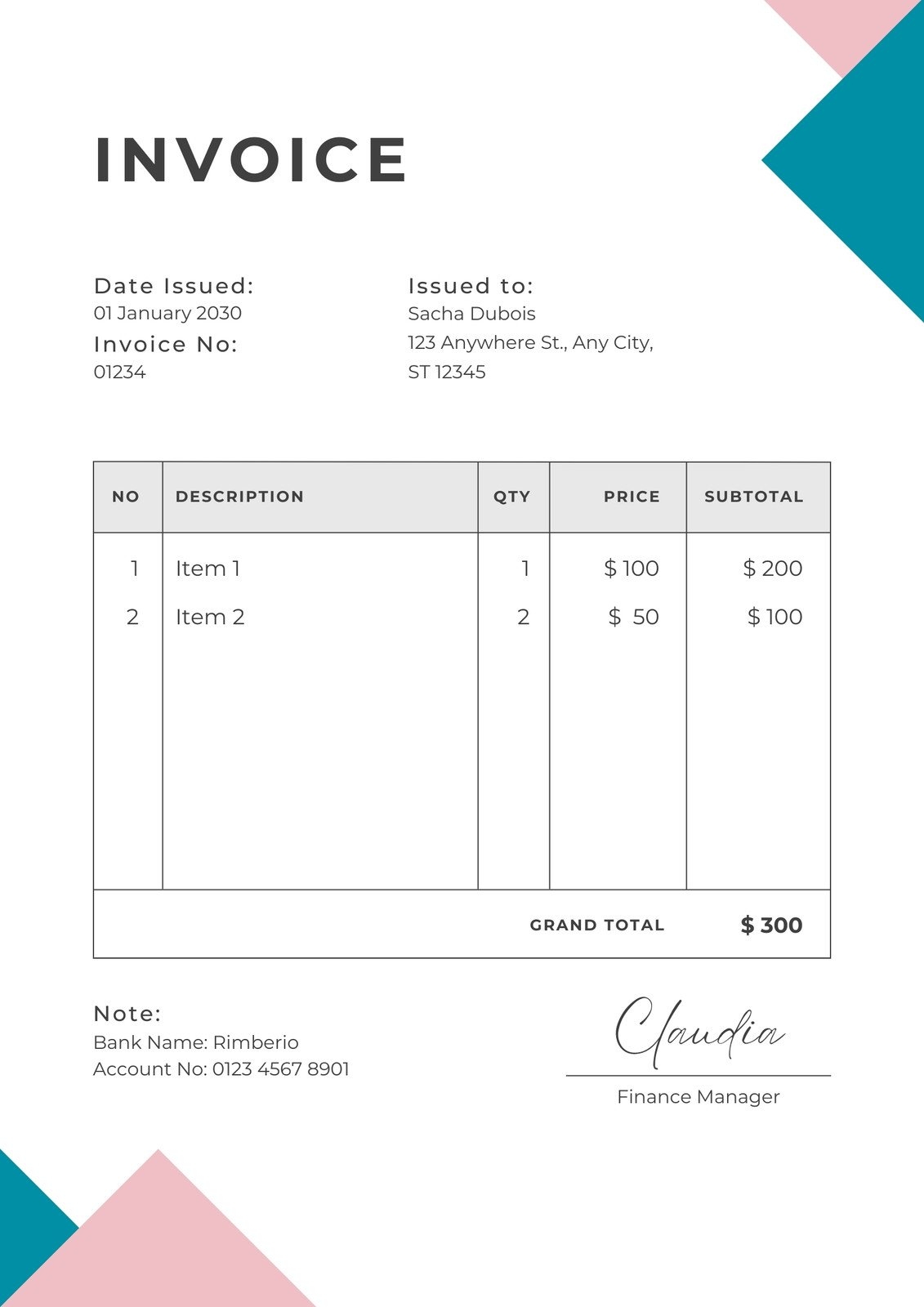 Free Custom Printable Business Invoice Templates Canva