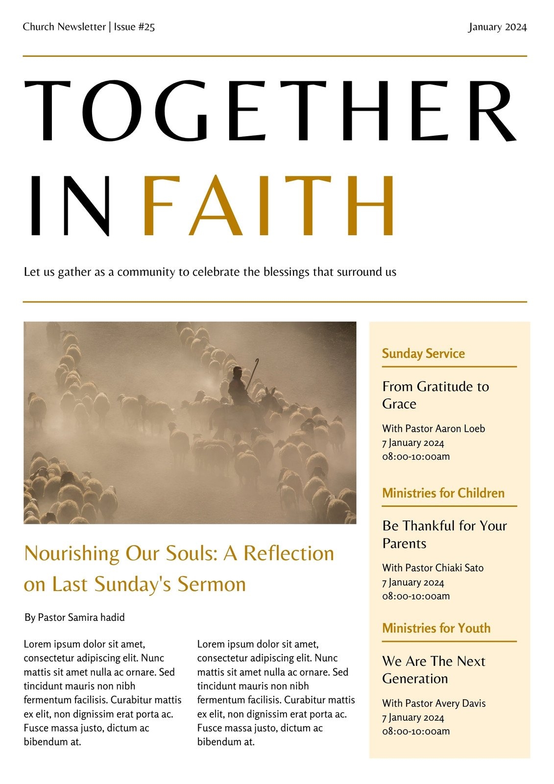 Free Custom Printable Church Newsletter Templates Canva