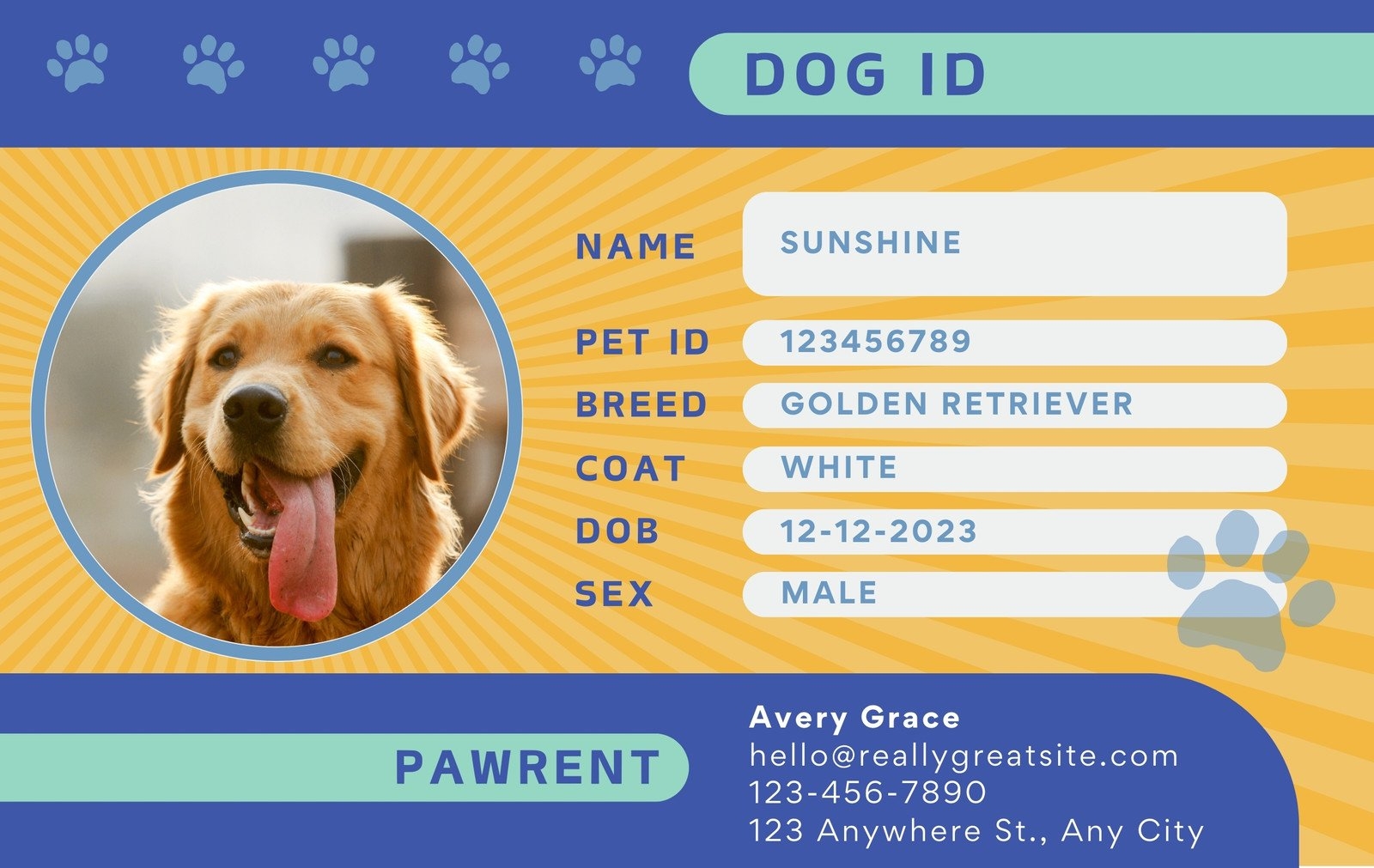 Free Custom Printable Dog ID Card Templates Canva Free Custom Printable Dog ID Card Templates Canva