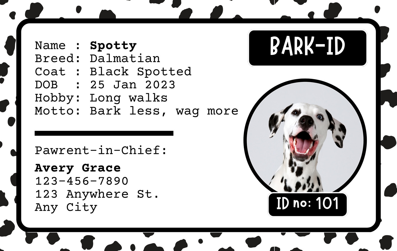 Free Custom Printable Dog ID Card Templates Canva Free Custom Printable Dog ID Card Templates Canva