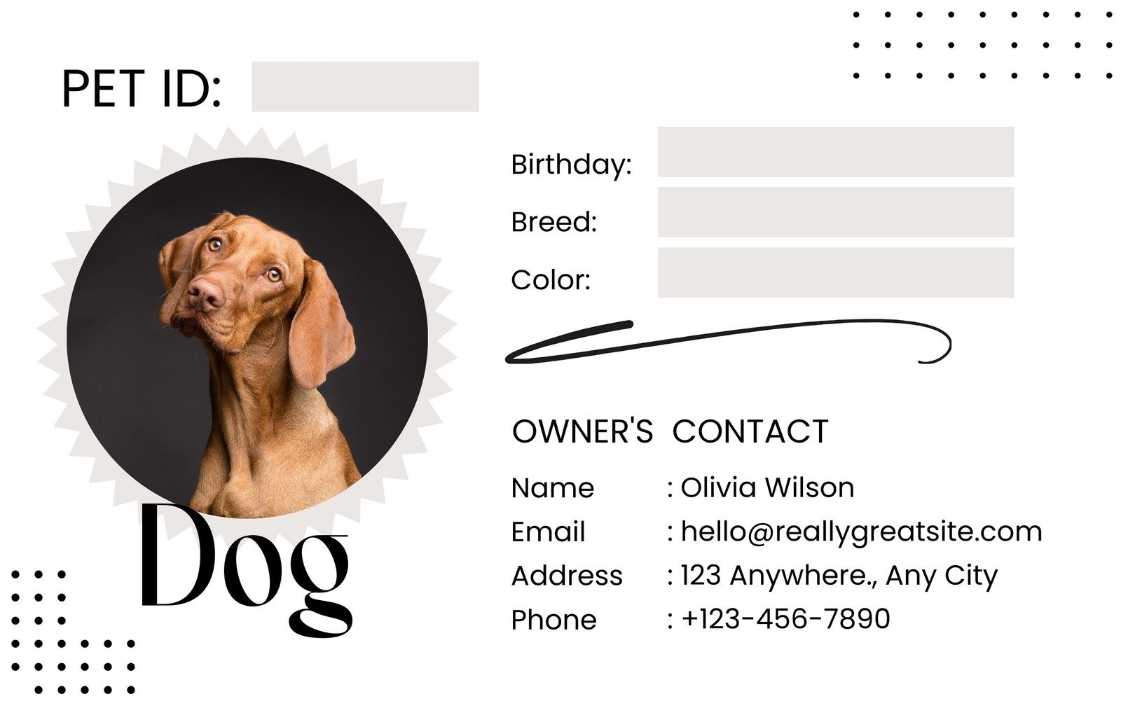 Free Printable Pet Id Card Template Free Printable Pet Id Card Template