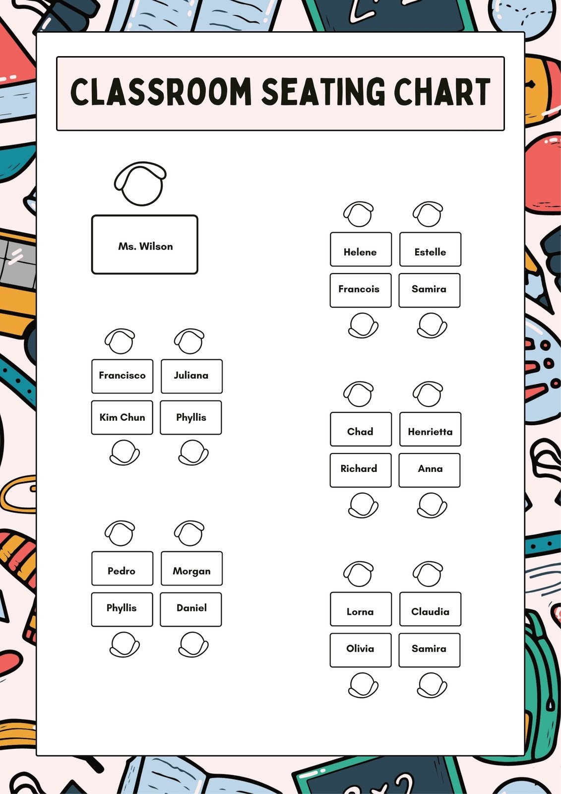 Free Custom Printable Seating Chart Templates Canva