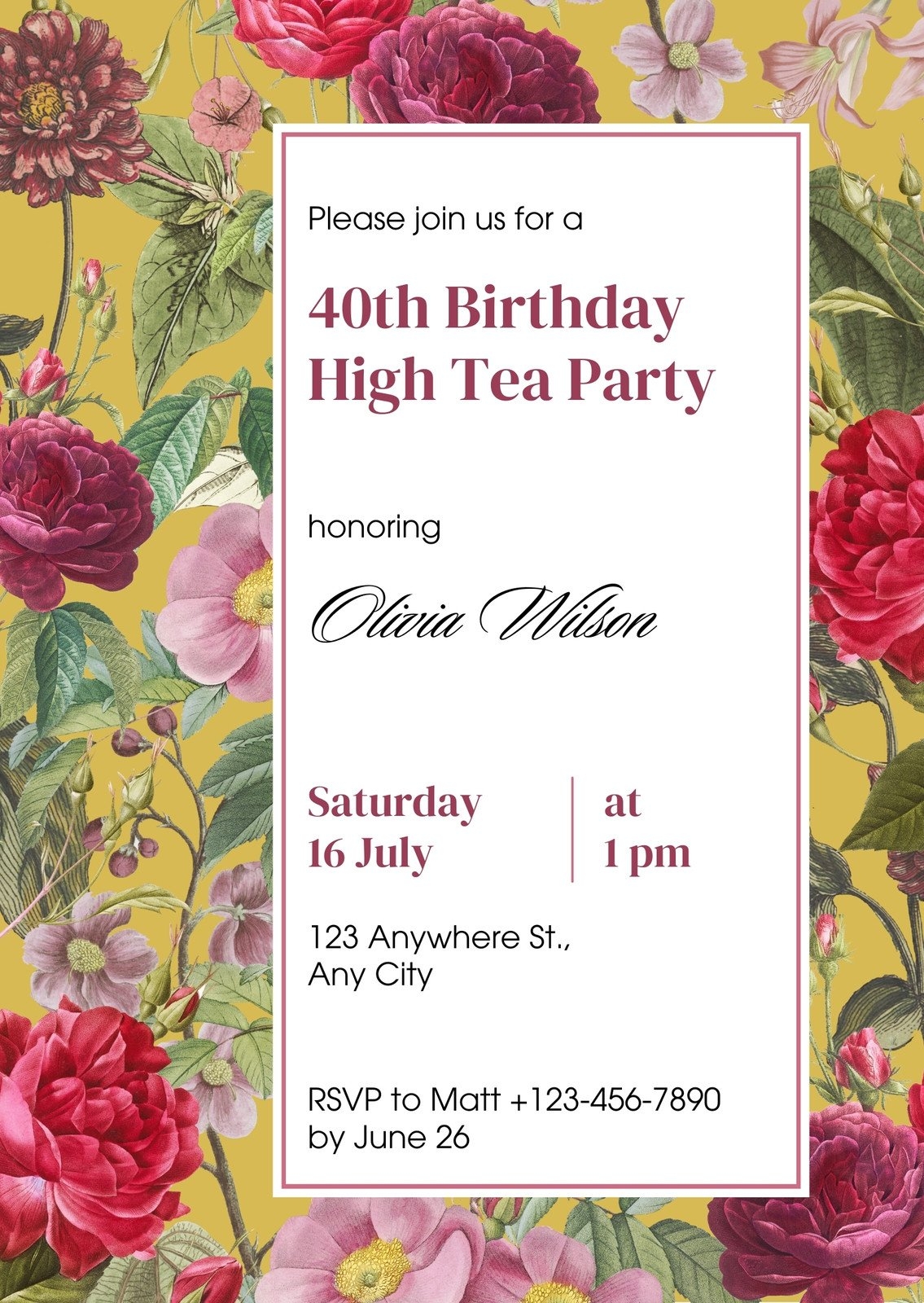 Free Custom Printable Tea Party Invitation Templates Canva