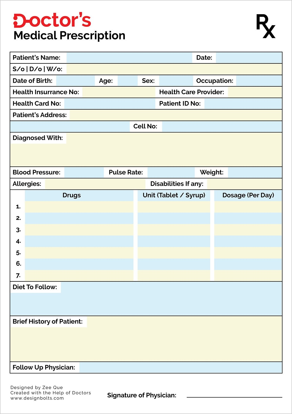 Free Printable Medical Prescription Templates