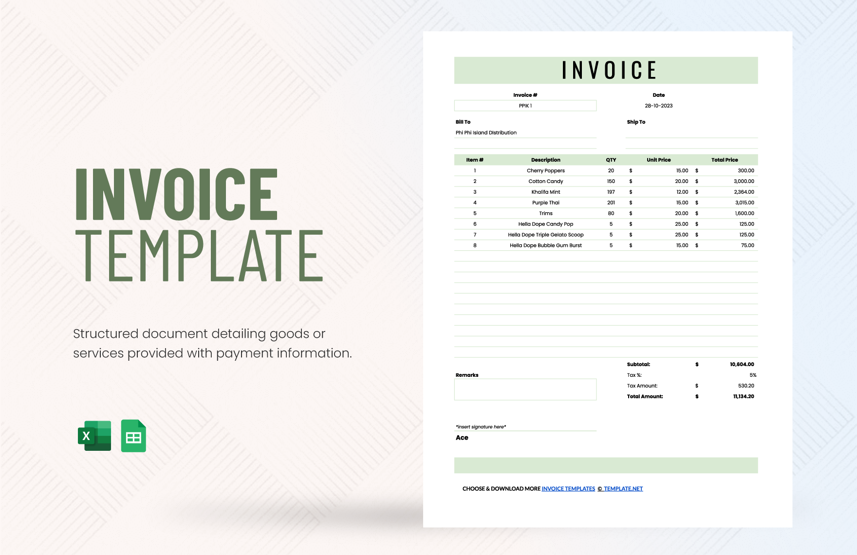Free Printable Invoice Template Excel Monthly