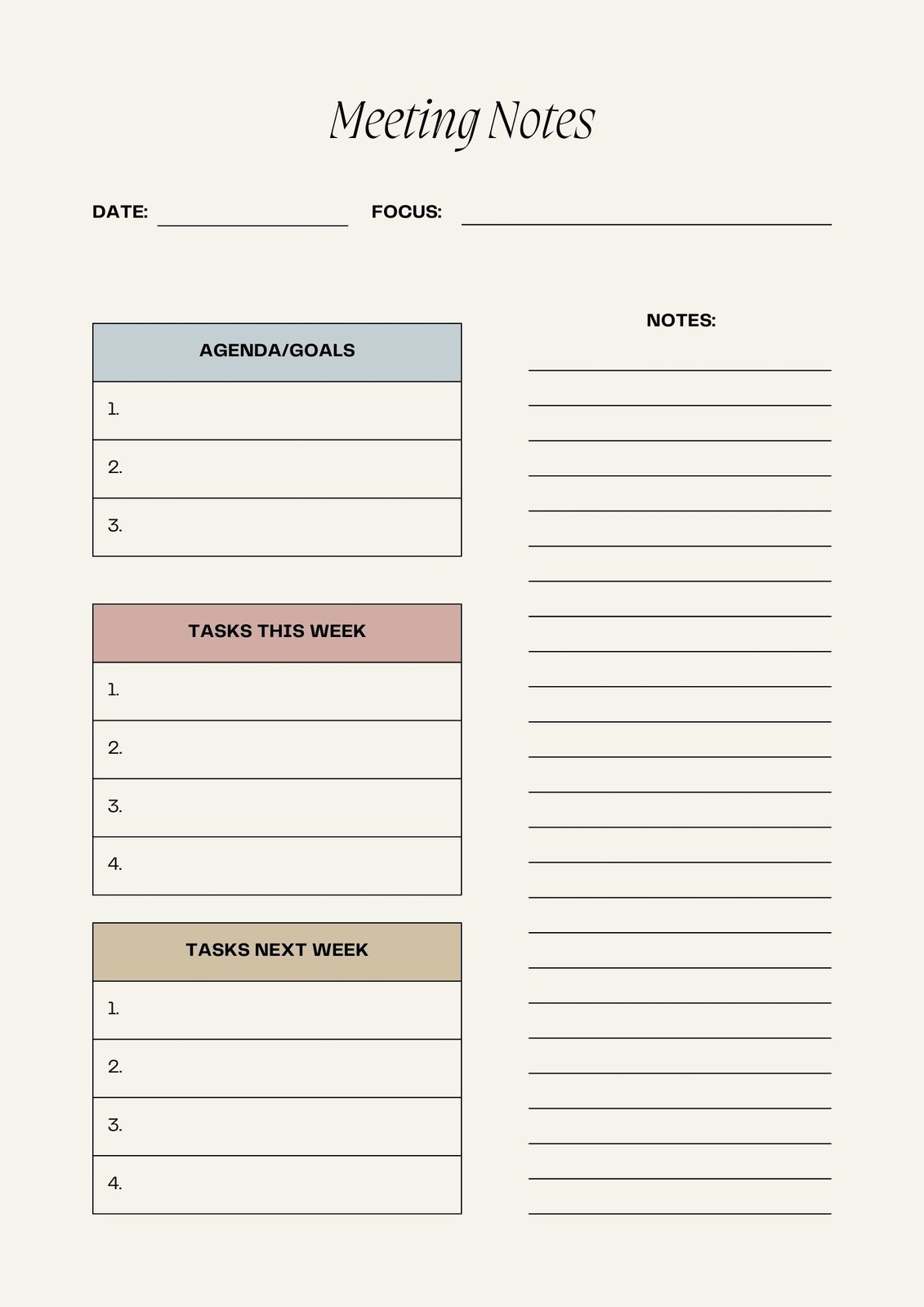 Free Printable Meeting Minute Template
