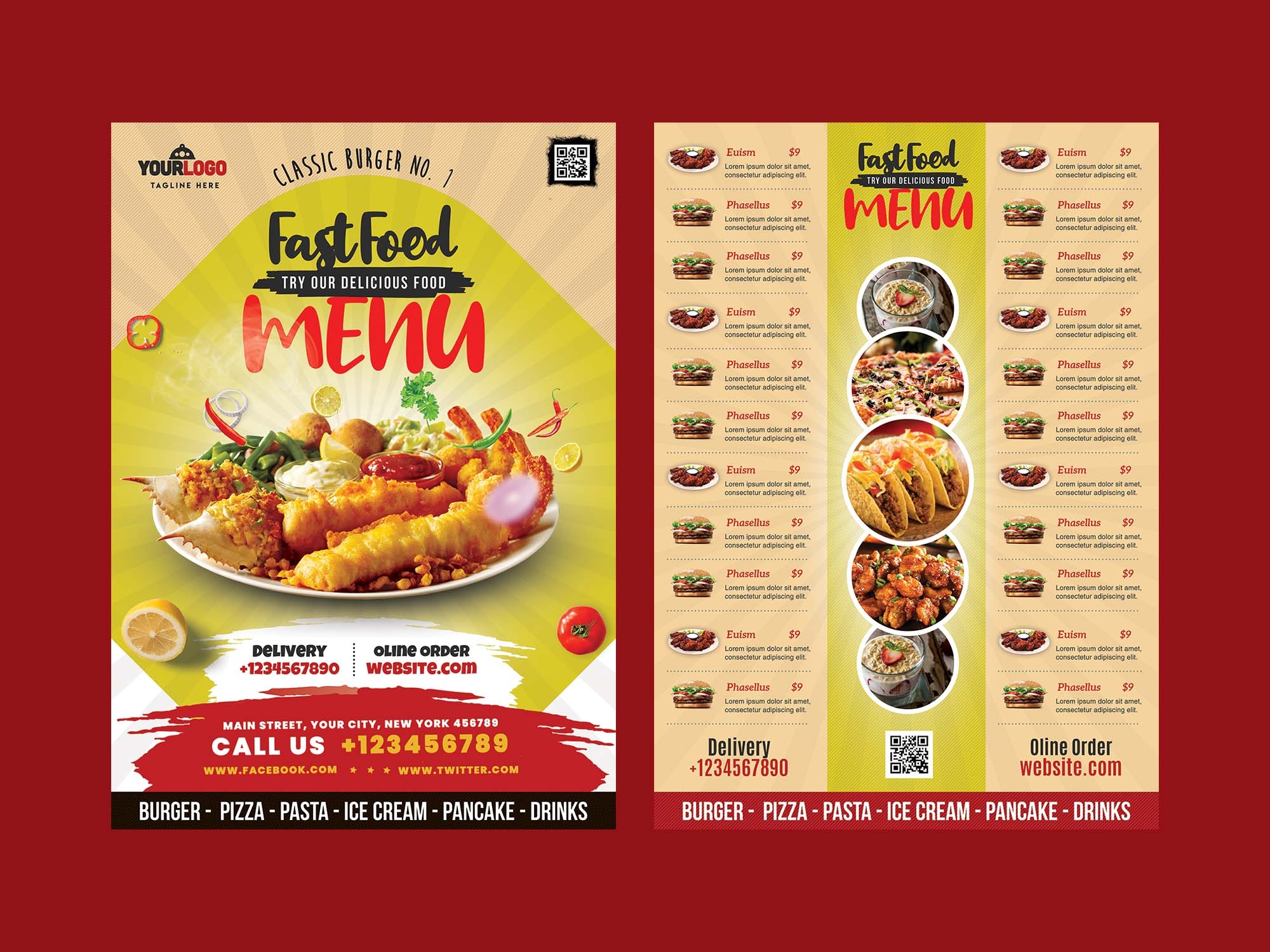 Free Food Menu Card Template PSD 