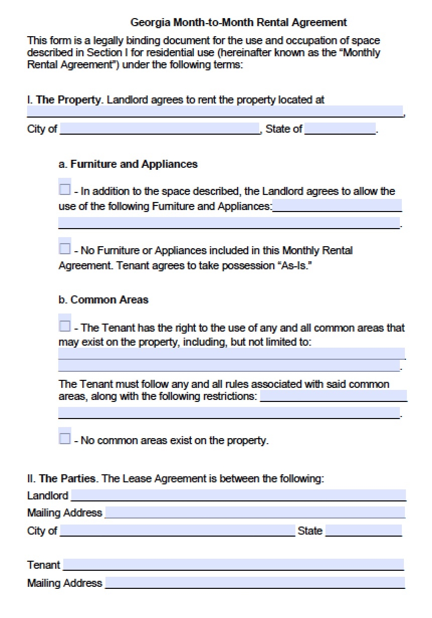 Free Georgia Rental Lease Agreement Templates PDF Word Free Georgia Rental Lease Agreement Templates PDF Word