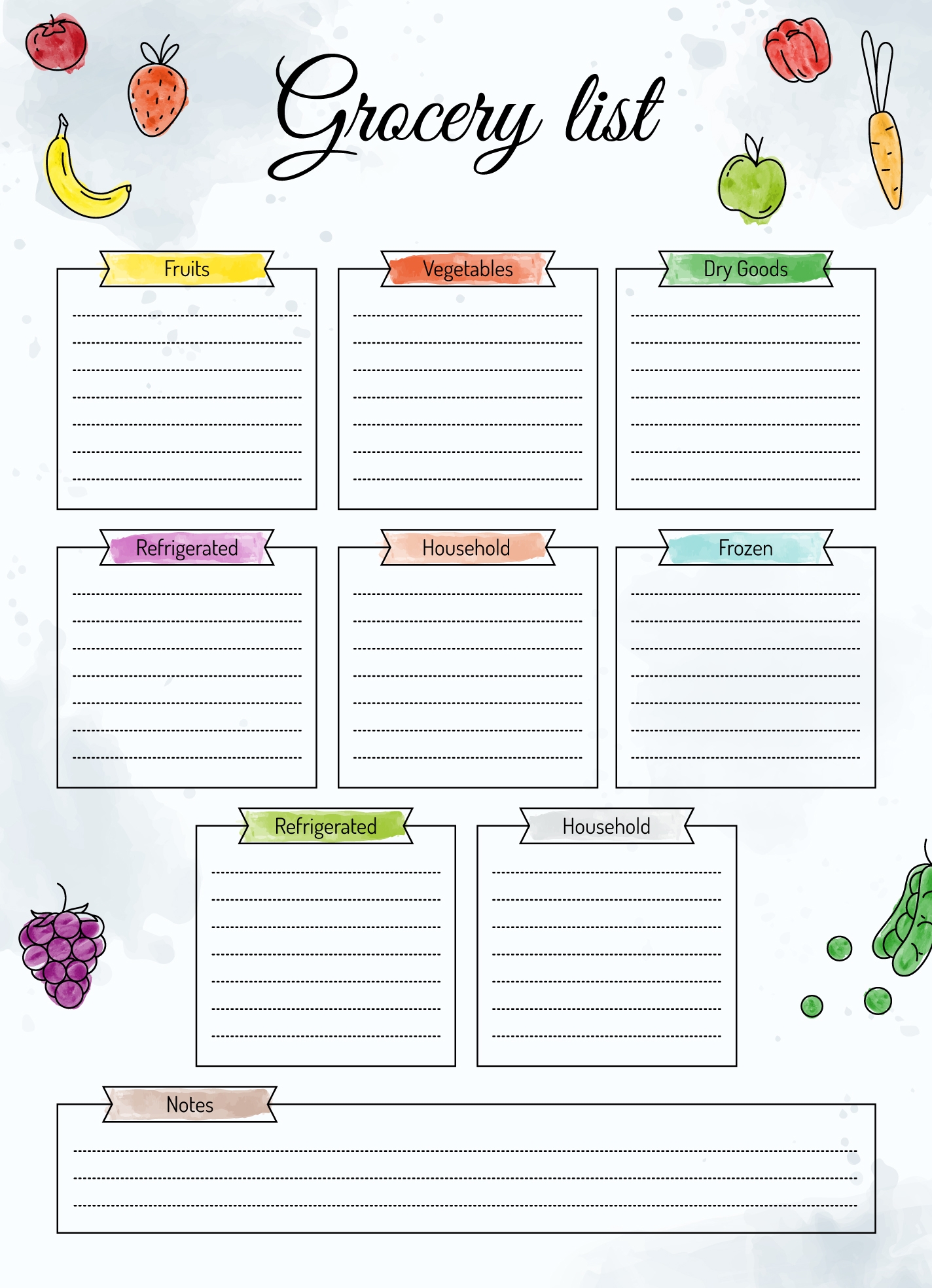 Free Printable Shopping Lists Template