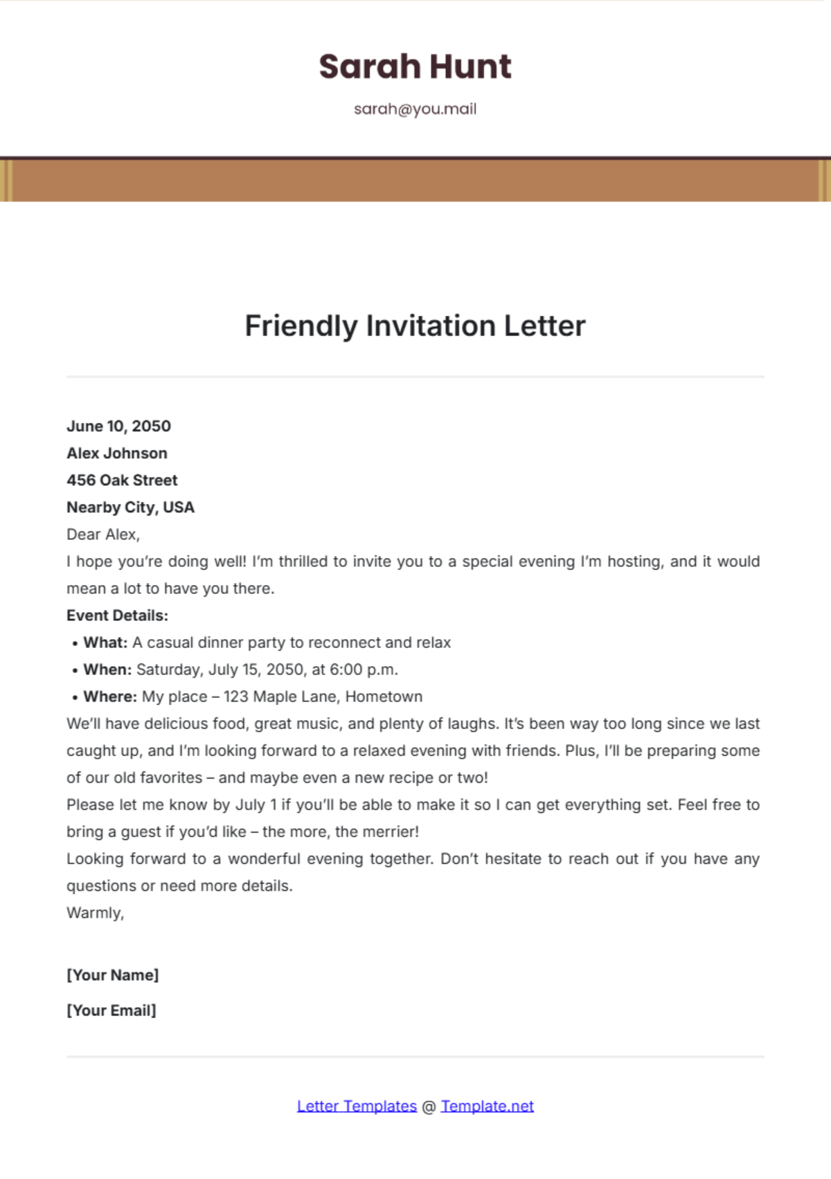 Free Printable Invitation Letter Templates