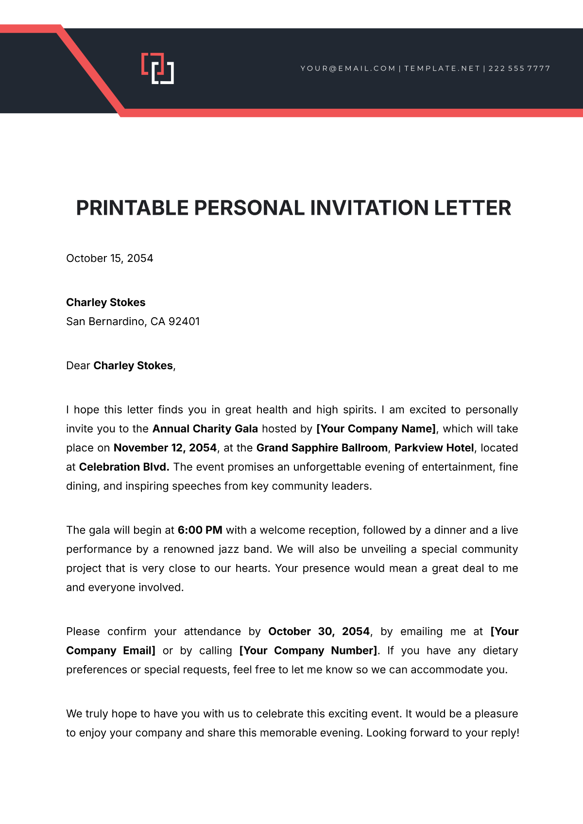 Free Invitation Letter Templates Editable And Printable