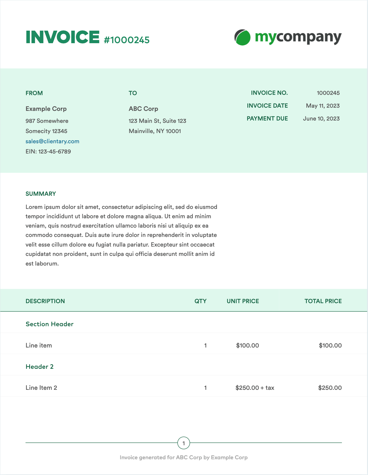 Free Invoice Templates Customizable With HTML And CSS Download Clientary