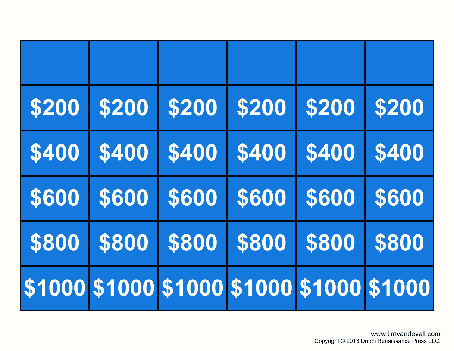 Free Printable Jeopardy Game Template