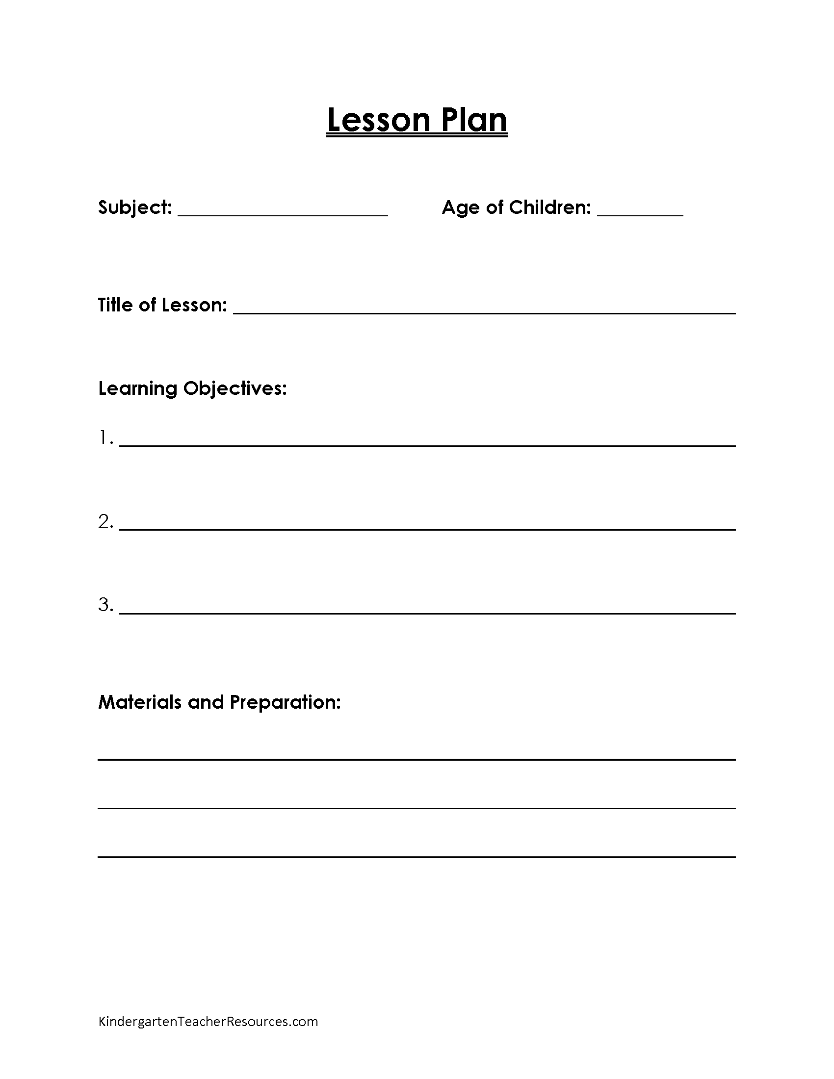 FREE Kindergarten Lesson Plan Template Word Or Editable PDF FREE Kindergarten Lesson Plan Template Word Or Editable PDF