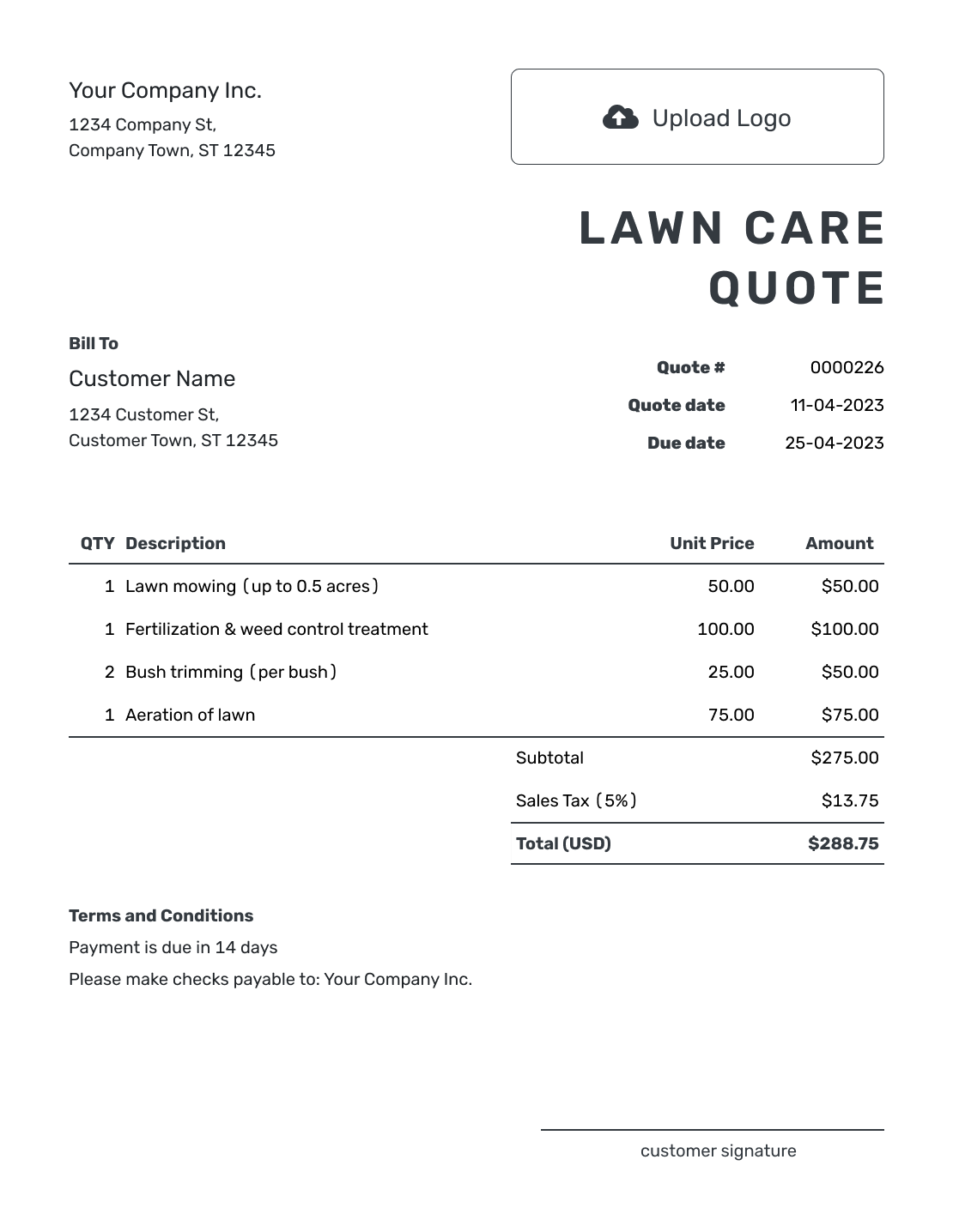 Free Lawn Care Quote Template Docelf Free Lawn Care Quote Template Docelf