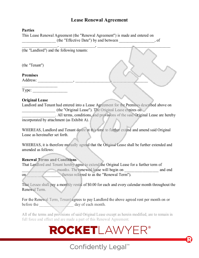 Free Lease Renewal Agreement Make U0026 Sign Rocket Lawyer