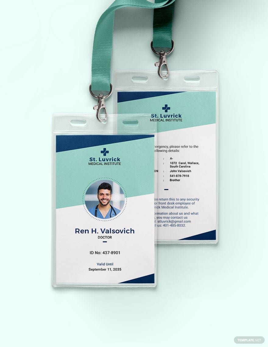 Free Medical ID Card Templates Editable And Printable