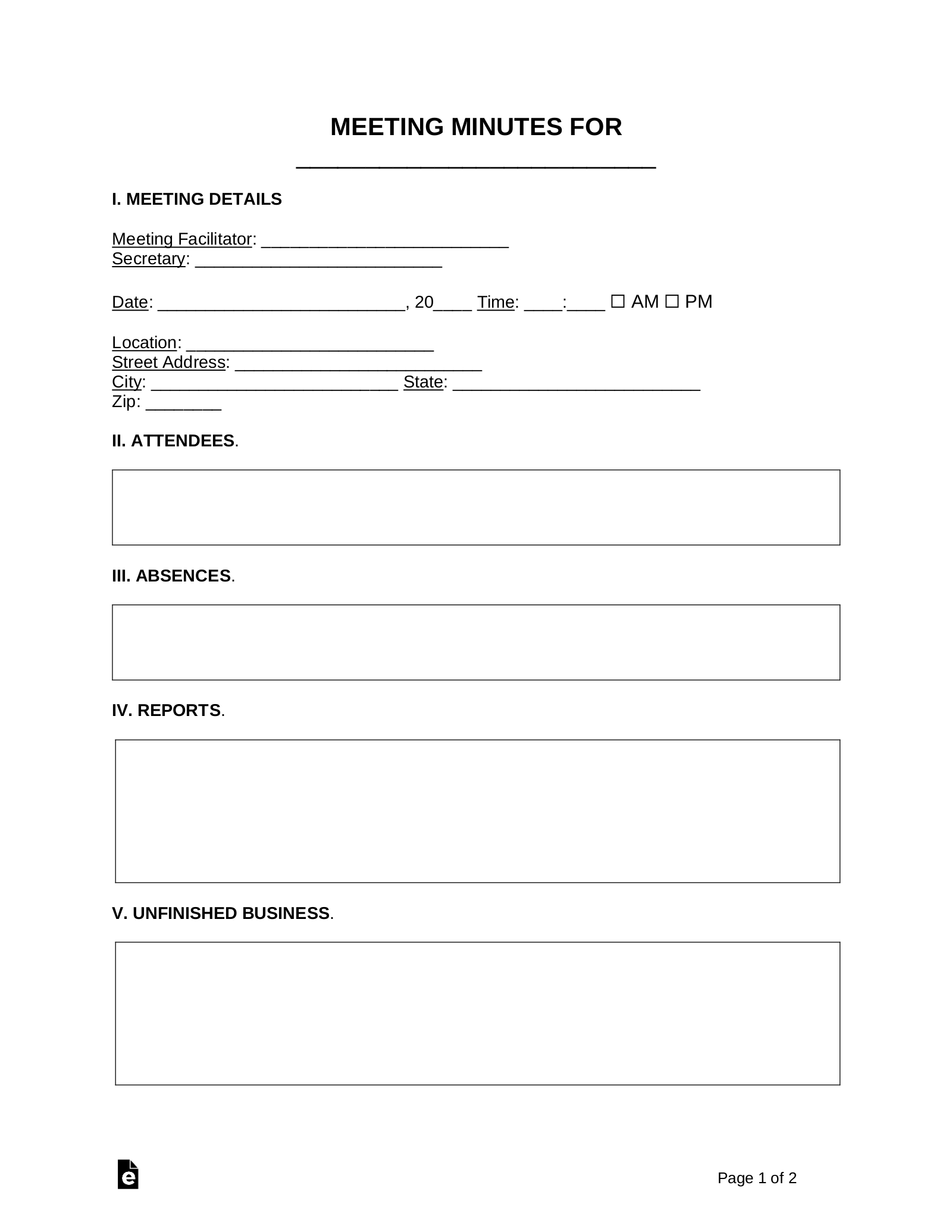 Free Printable Minutes Template Free Printable Minutes Template
