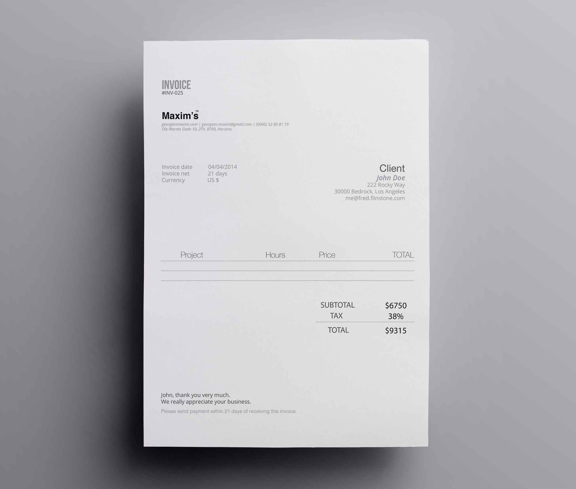 Free Minimal Invoice Template AI Free Minimal Invoice Template AI