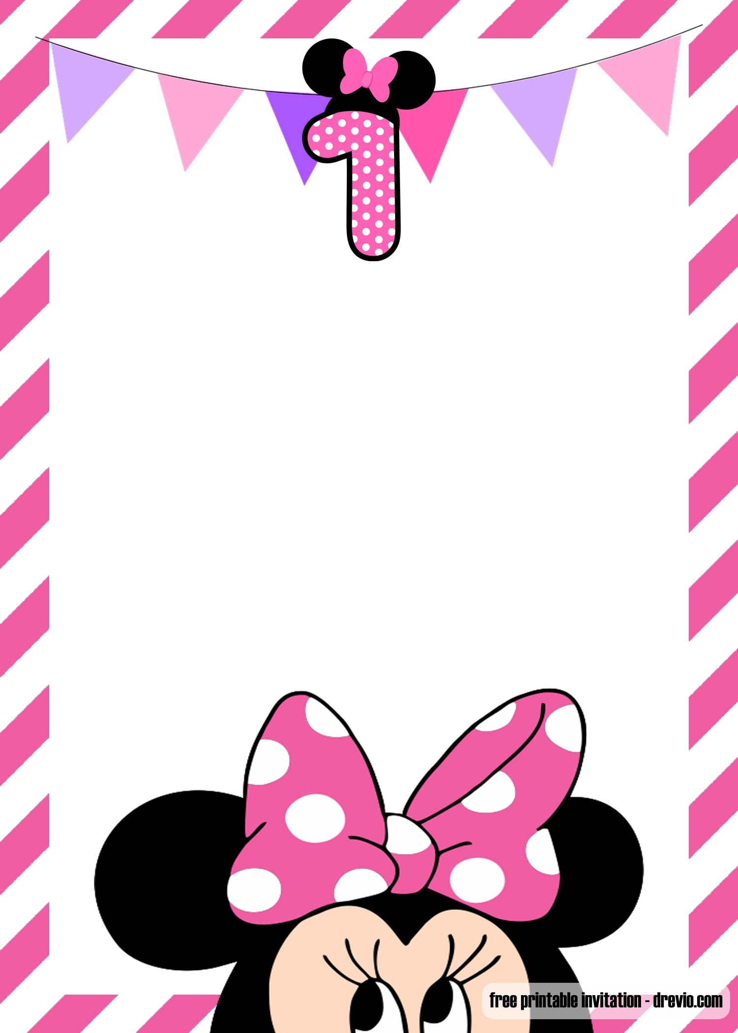 FREE Minnie Mouse 1st Birthday Invitation Templates