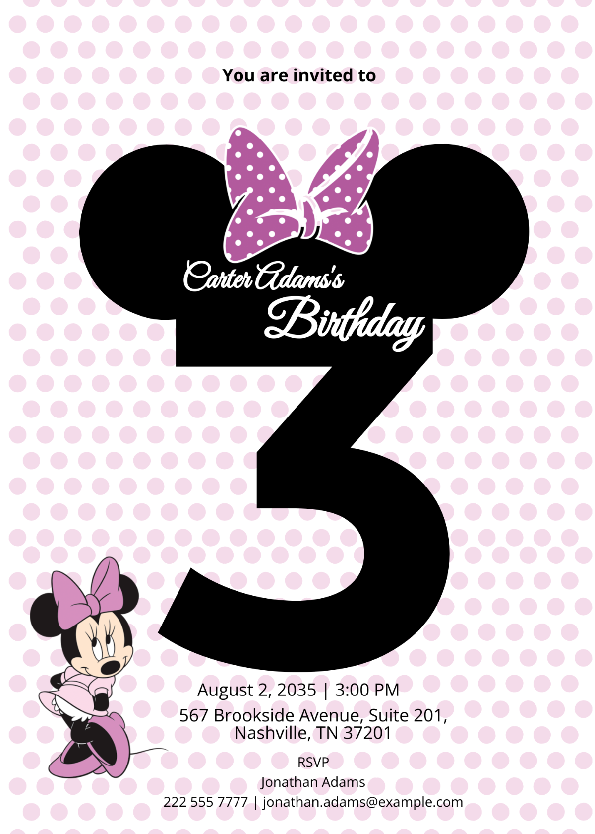 Free Minnie Mouse Invitation Templates Editable And Printable