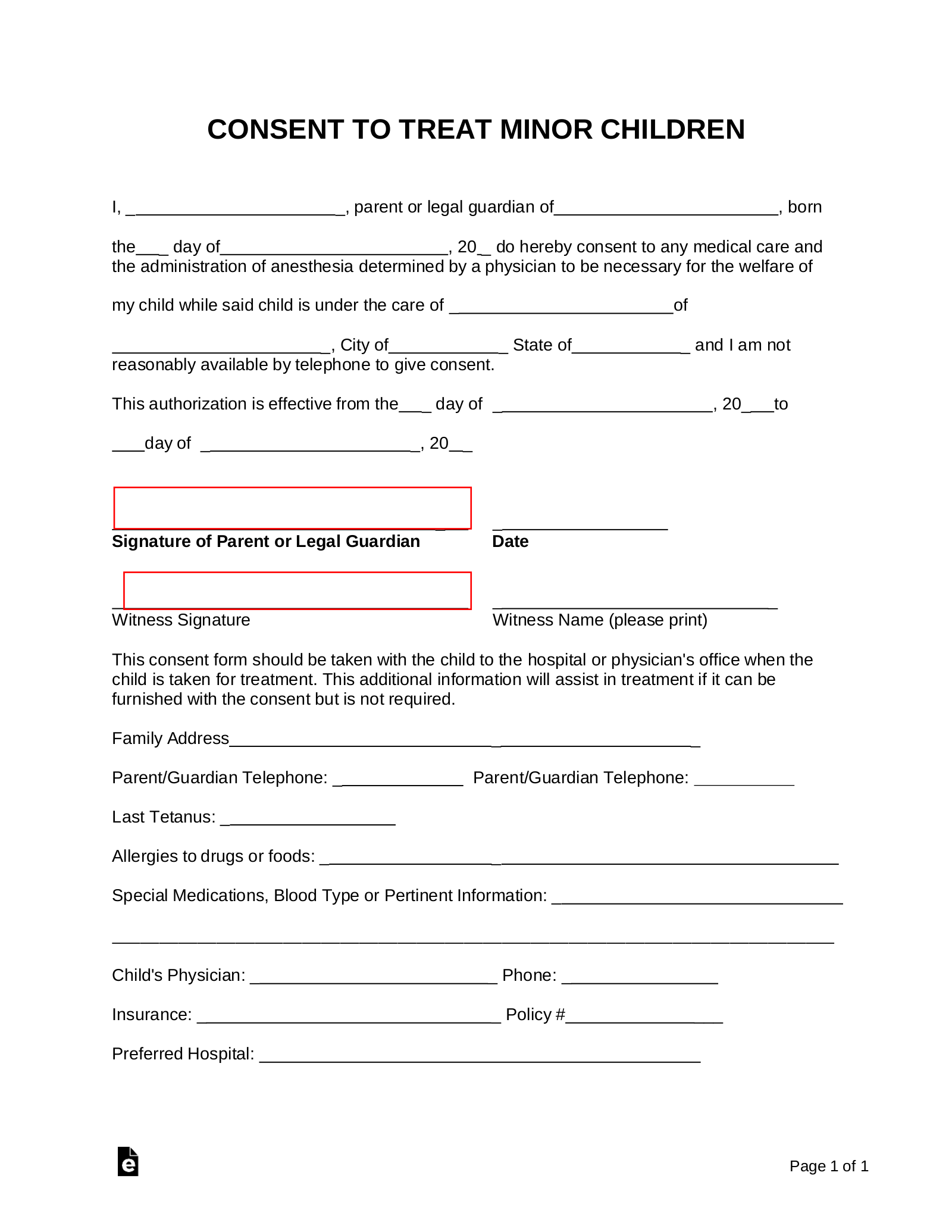 Free Printable Medical Consent Form Template