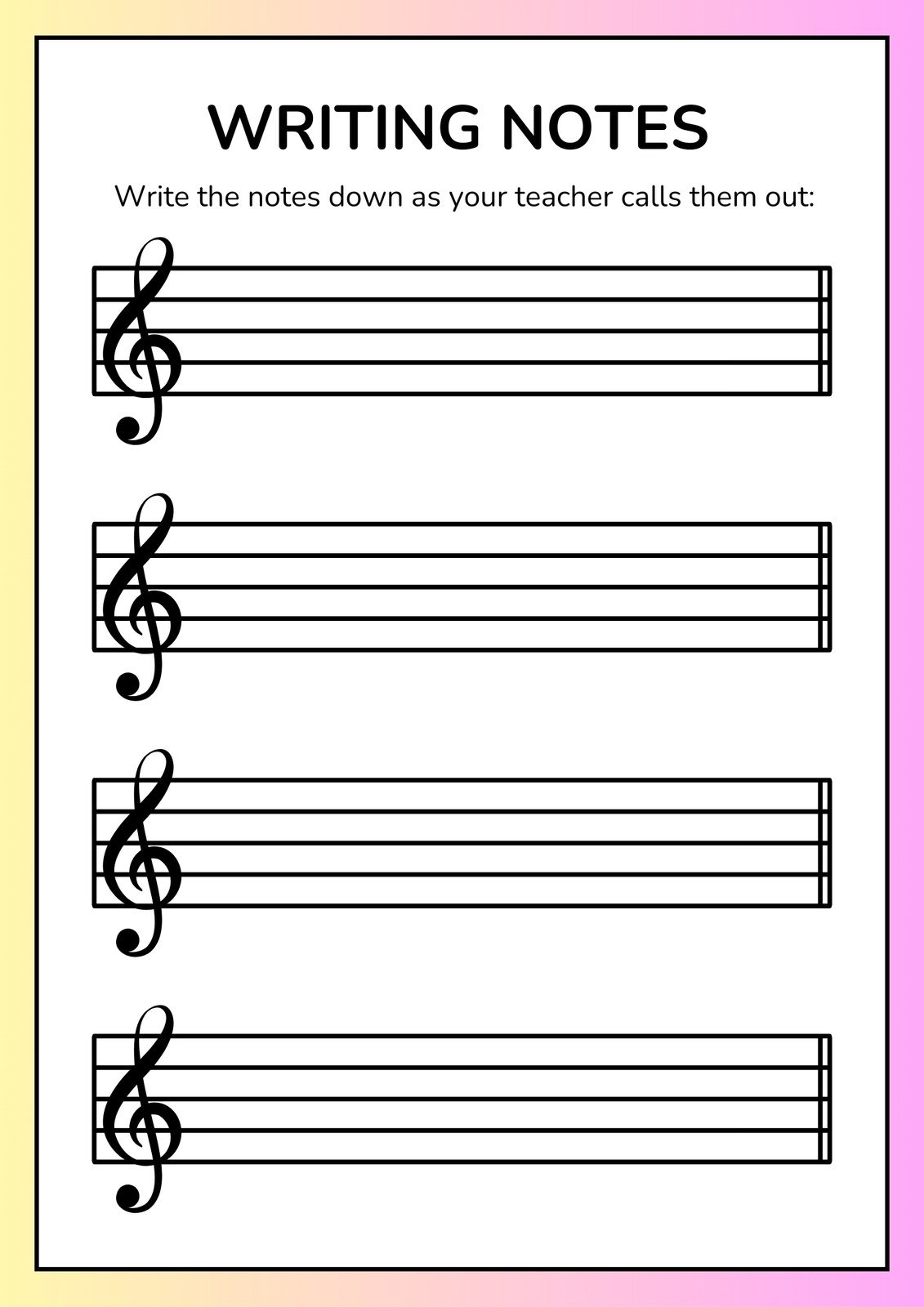 Free Printable Music Note Templates