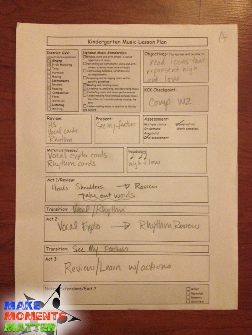 FREE My Elementary Music Lesson Plan Template Make Moments Matter