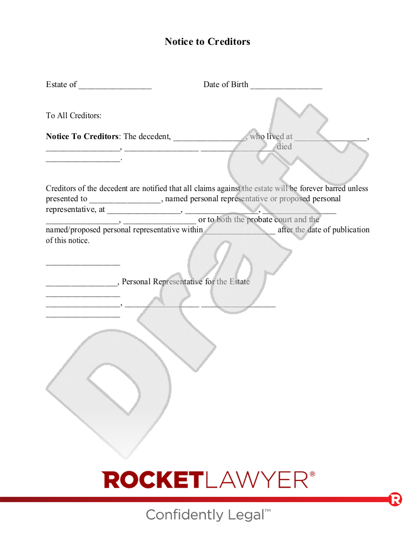 Free Printable Letter To Creditors Template