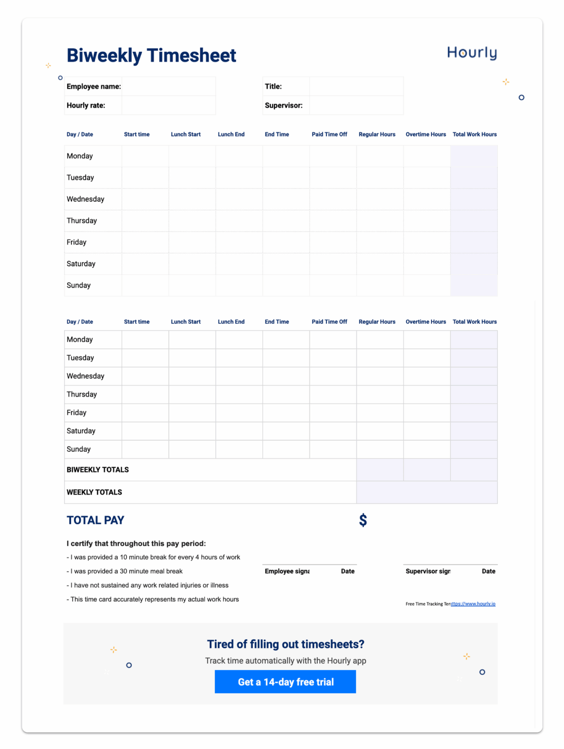 Free Paper Timesheet Templates And Printable Timecards Hourly Inc Free Paper Timesheet Templates And Printable Timecards Hourly Inc