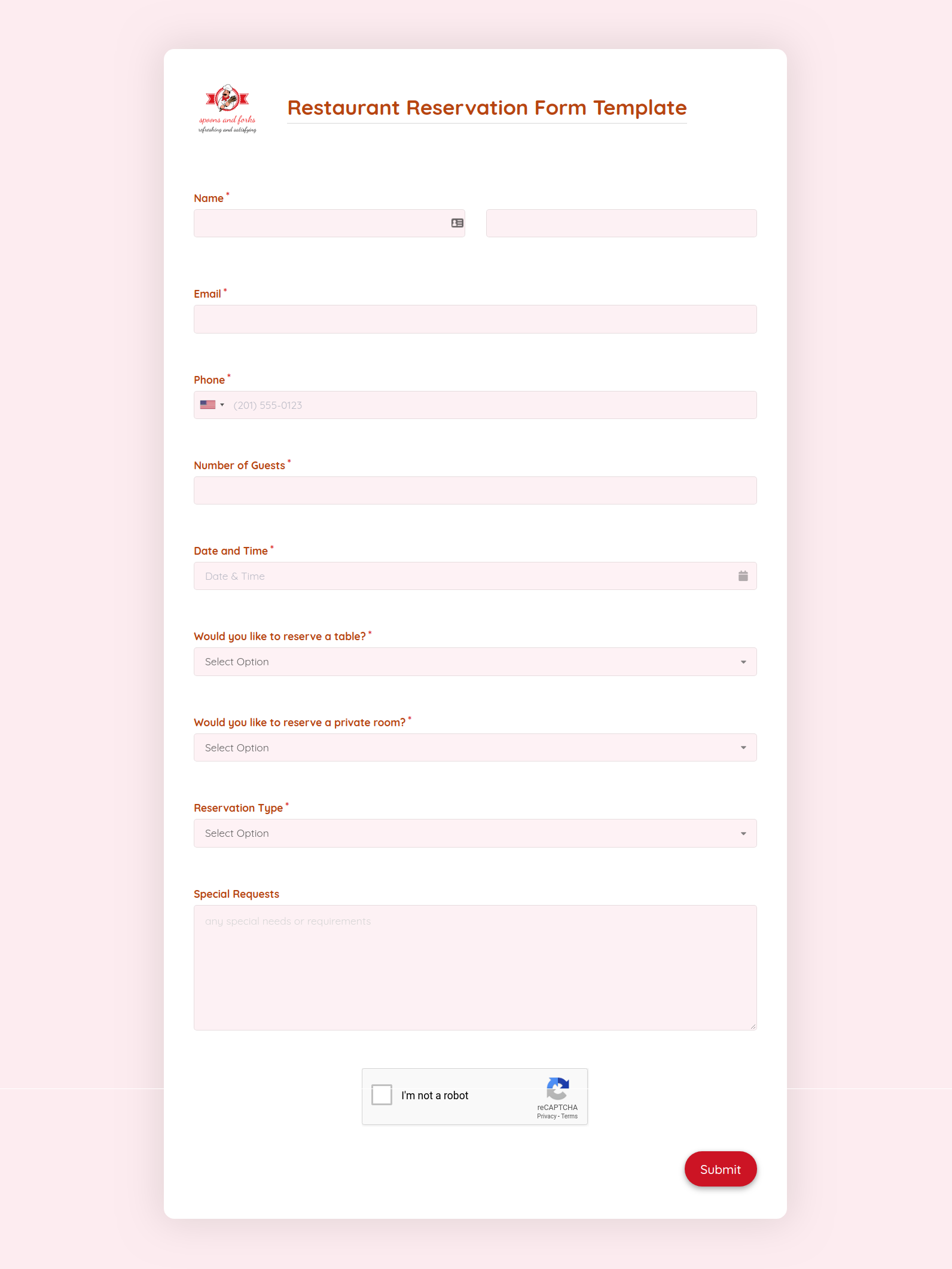 Free Party Reservation Form Template Formplus