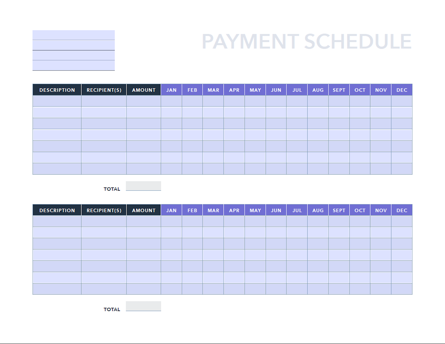 Free Printable Payment Schedule Template