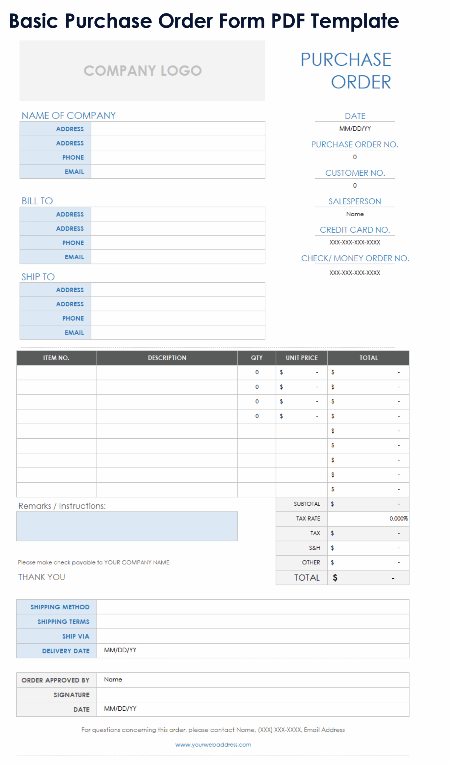 Free Printable Pdf Purchase Order Template