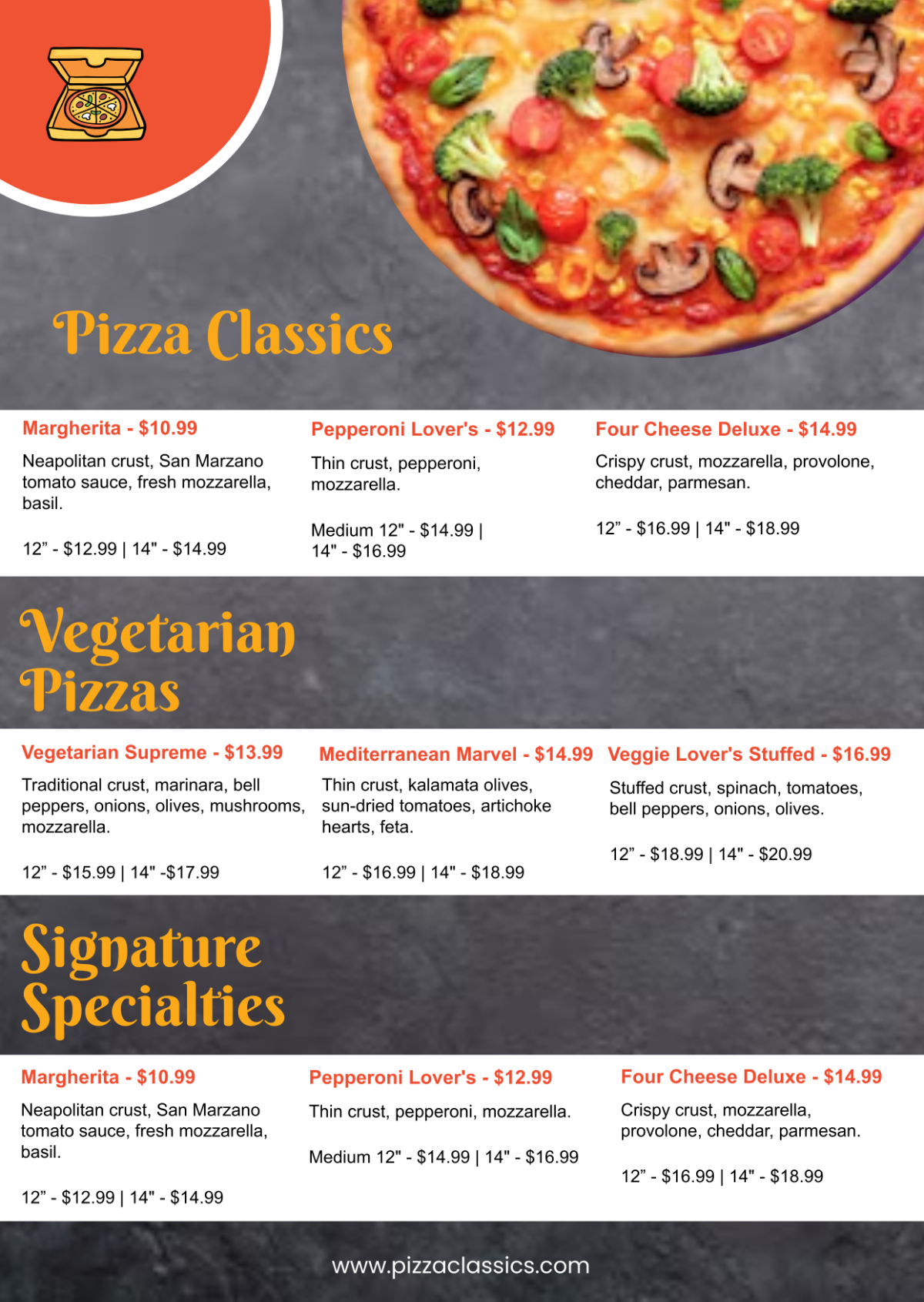 Free Pizza Menu Templates Editable And Printable