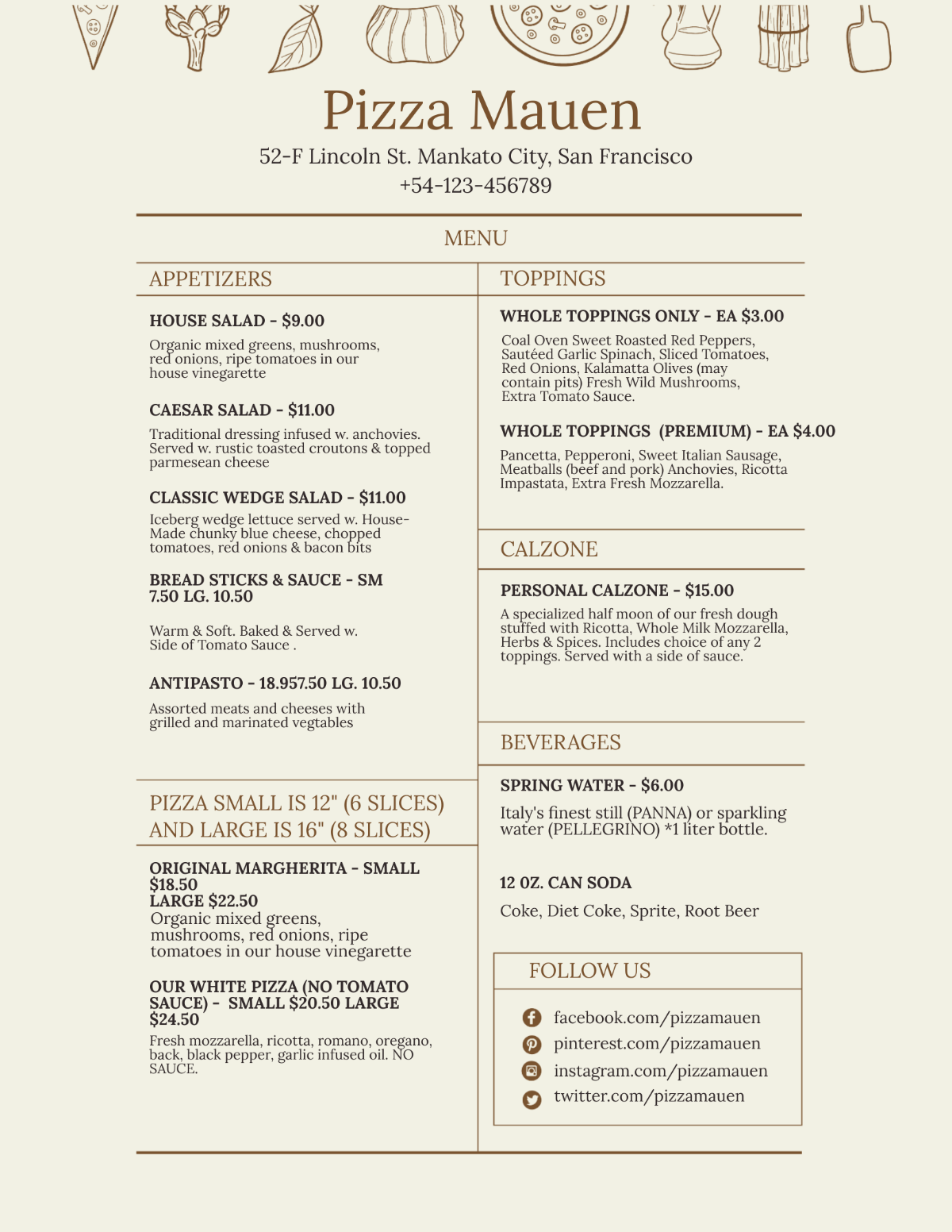 Free Pizza Menu Templates Editable And Printable
