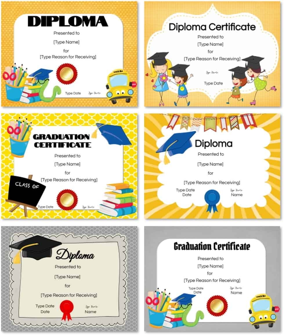 FREE Preschool And Kindergarten Graduation Certificate Templates Worksheets Library