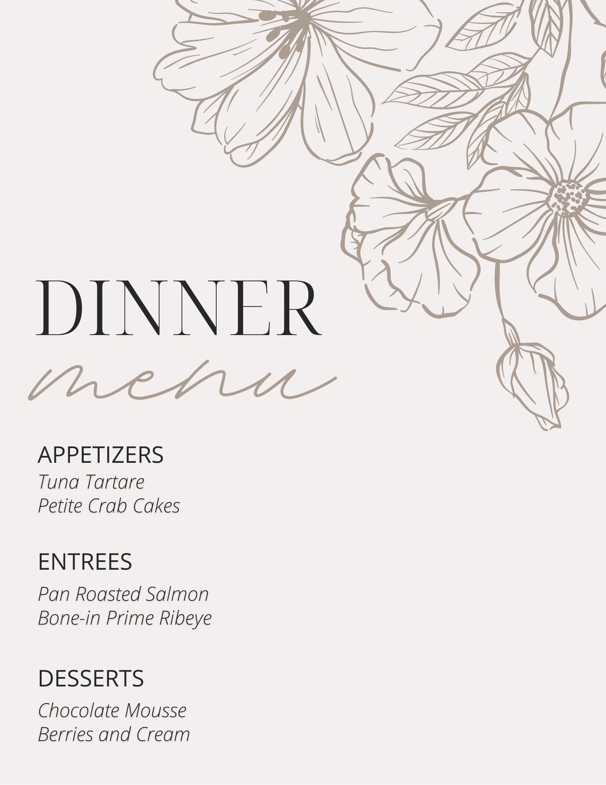 Free Printable Party Menu Templates