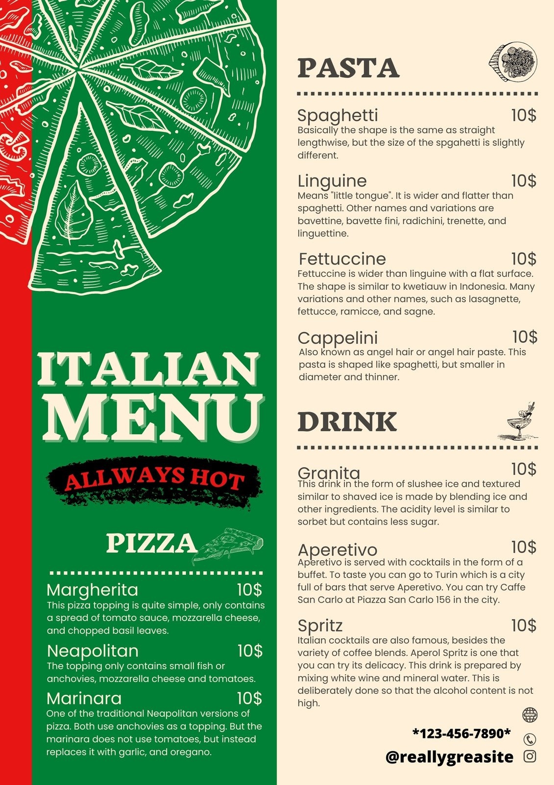 Free Printable And Customizable Italian Menu Templates Canva