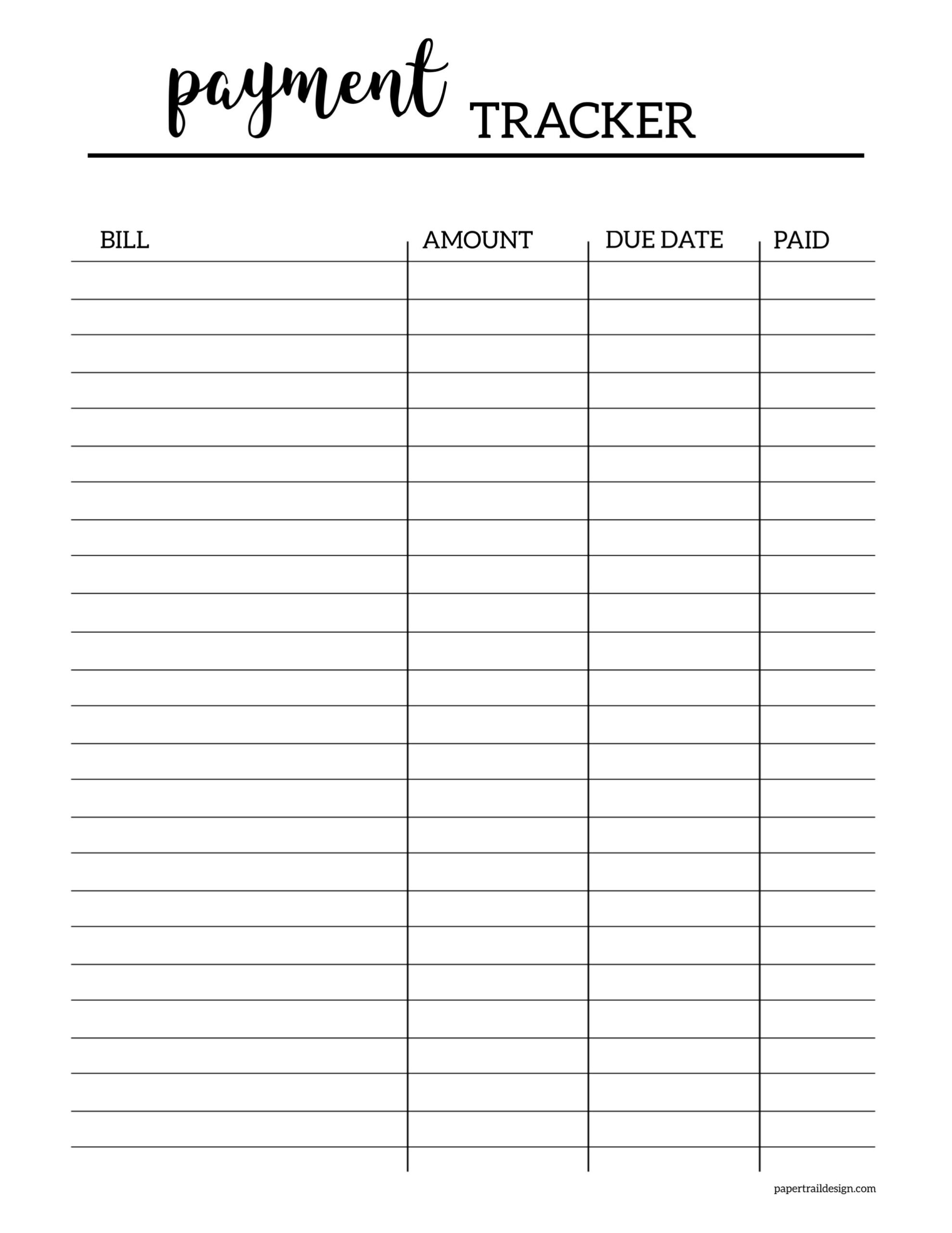 Free Printable Payment Log Template