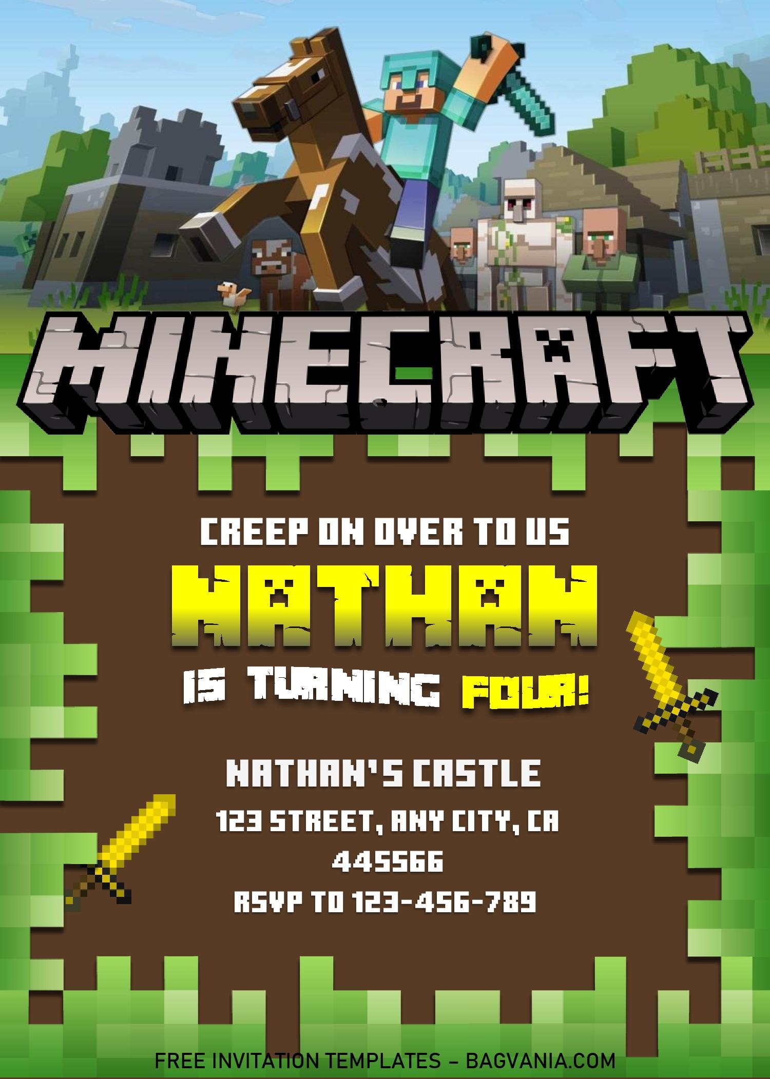 Free Printable Party Invitations Templates Minecraft Free Printable Party Invitations Templates Minecraft