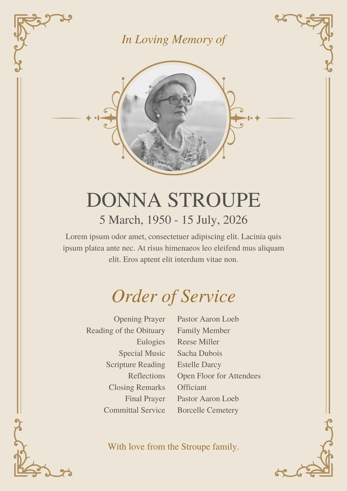 Free Printable Obituary Program Templates